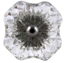 Clear Square Glass Flower Cabinet Knob